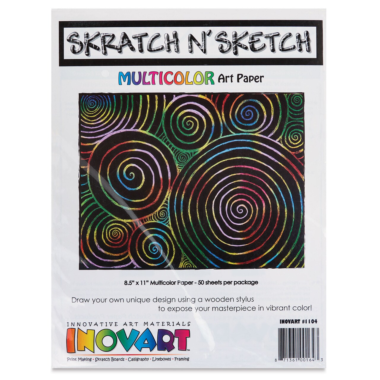 Inovart Skratch N' Sketch Scratch Paper - Multicolor, Pkg of 50
